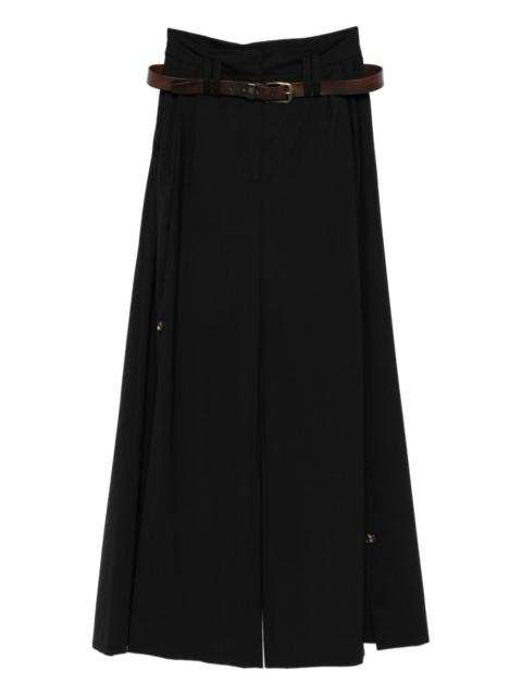belted side-split trousers