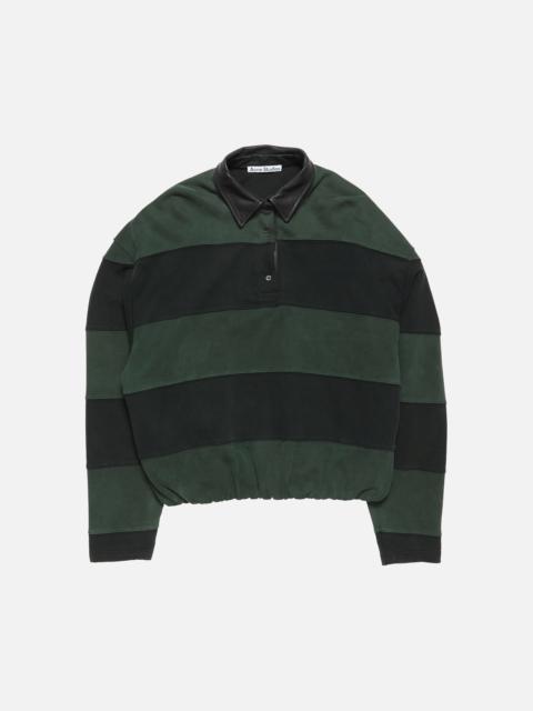 Striped polo sweater - Forest green/black
