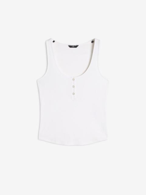 Ribbed Henley Tank in Optical White