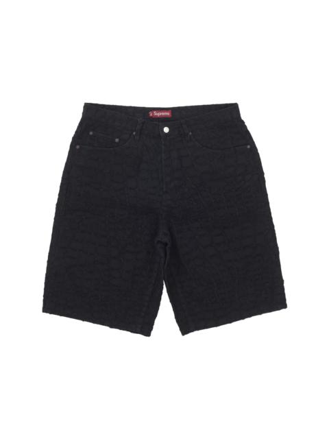Supreme Frayed Croc Baggy Denim Short Black
