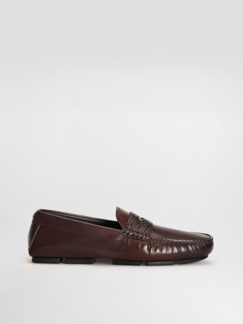 DG driver calfskin slipper with crocodile inserts