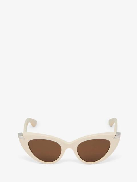 Women's Punk Rivet Cat-eye Sunglasses in Ivory
