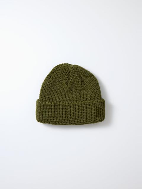 ROTOTO - COTTON WAFFLE KNIT WATCH CAP - OLIVE GREEN