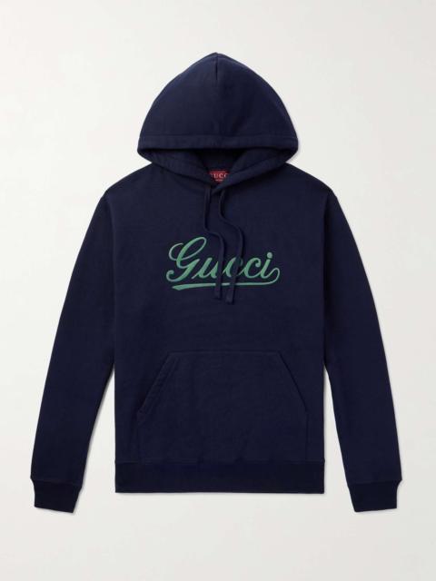 GUCCI Logo-Embroidered Cotton-Jersey Hoodie - 788771XJGQK | REVERSIBLE