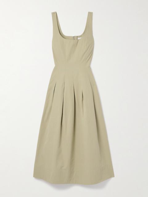 Allen Pleated Cotton-poplin Midi Dress