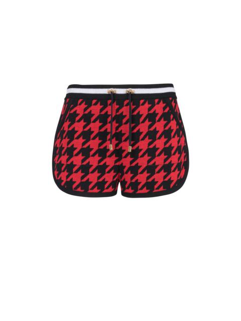 Houndstooth print knit shorts