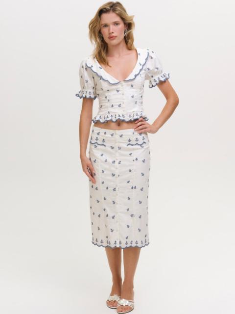 Beaded Anchors Midi Skirt