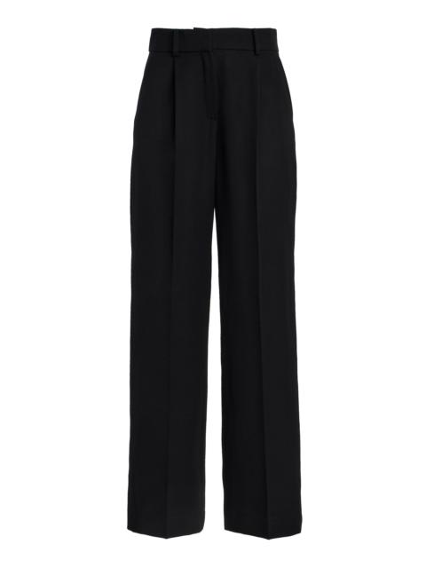 Tailored Wool-Blend Wide-Leg Pants black