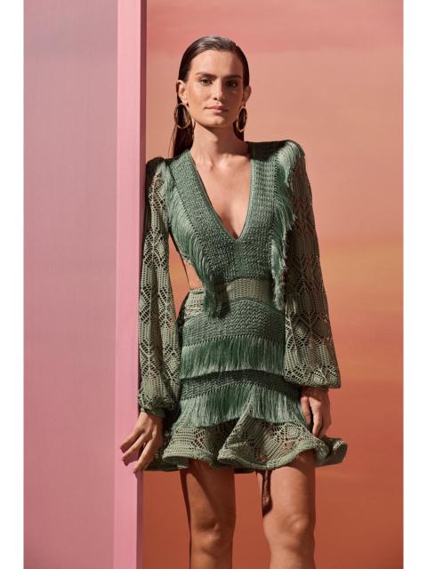 SAMBA FRINGE LONG SLEEVE MINI DRESS