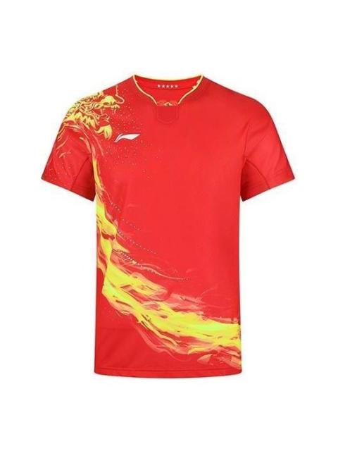 Li-Ning Fast-Dry Table Tennis Dragon T-Shirt 'Red Yellow' AAYR357-1