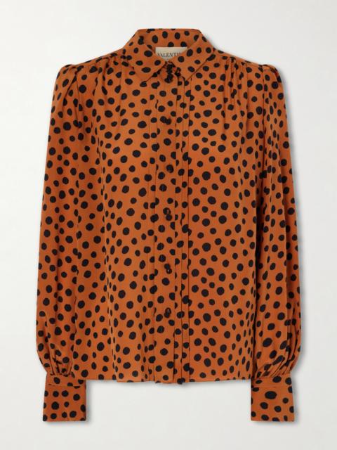Gathered Polka-dot Silk Crepe De Chine Shirt