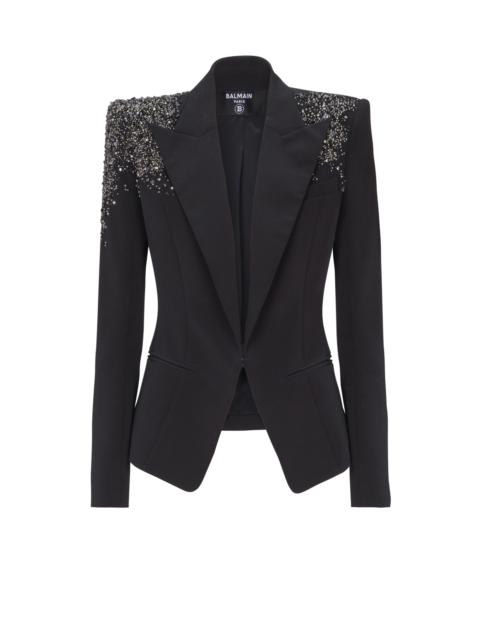 Crepe jacket with Amethyst embroidery