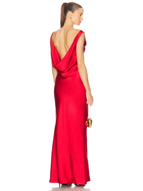 Sleeveless Low Back Drape Gown