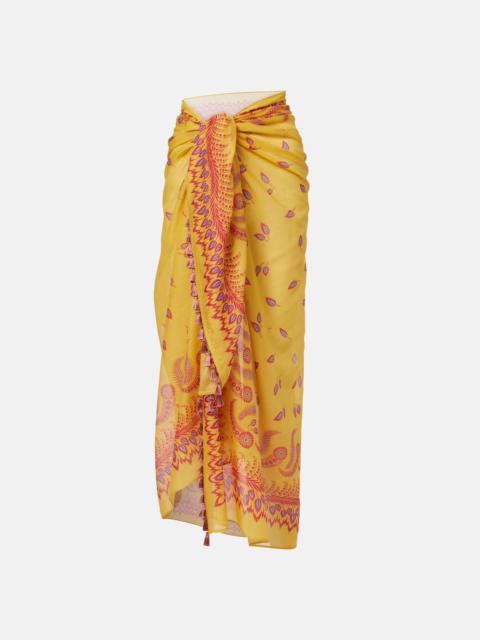 Printed cotton beach cover-up