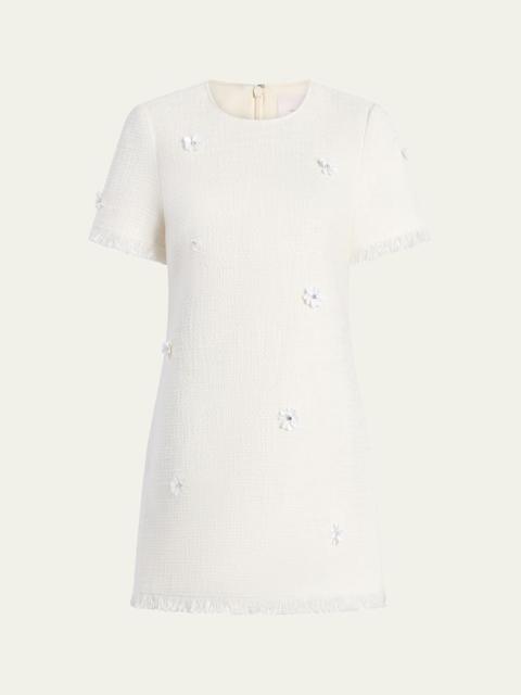 Crunchy Flower Tweed Mini Dress
