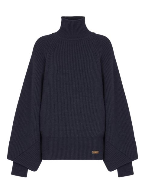 ribbed-knit logo-patch sweater
