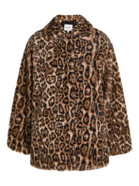 faux-fur leopard-print coat