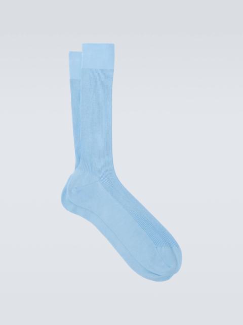 Ribbed-knit cotton socks