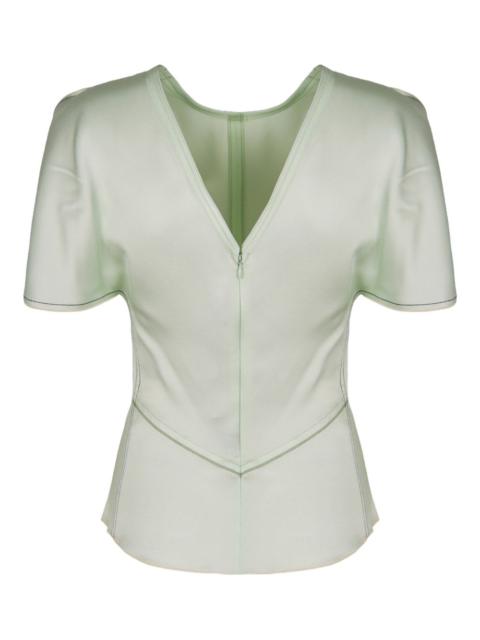 crew-neck short-sleeve blouse