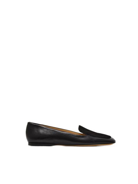 Aveda Flat Loafer in Black Leather & Suede