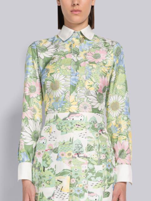 Floral Silk Twill Round Collar Shirt