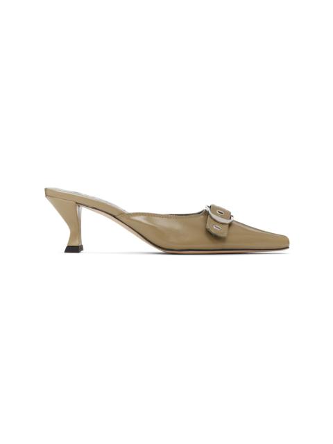 Taupe Evelyn Glossed Nappa Leather Heels