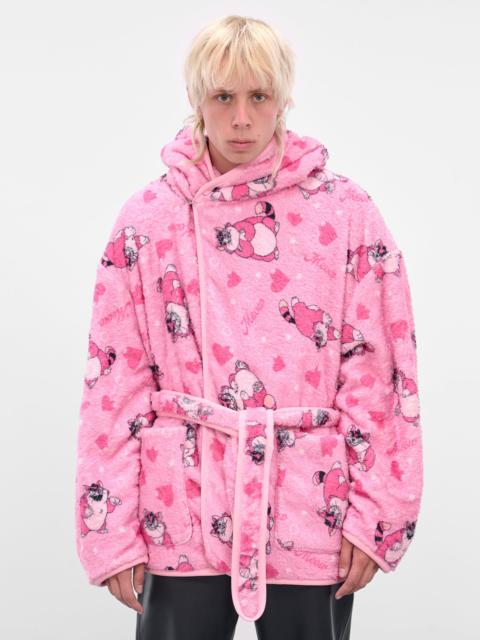 Pink Graphic Fleece Hooded Robe