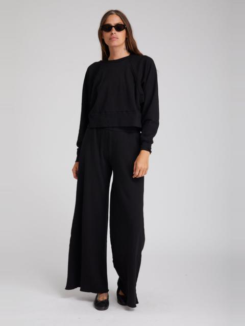BLACK KNIT WIDE LEG PANTS