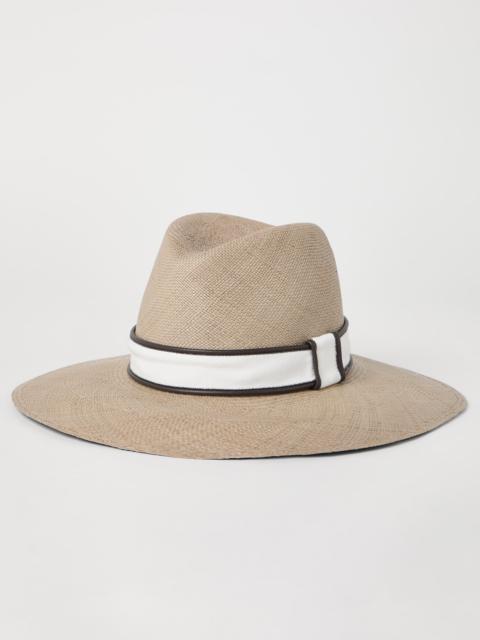 Straw fedora with band and monili