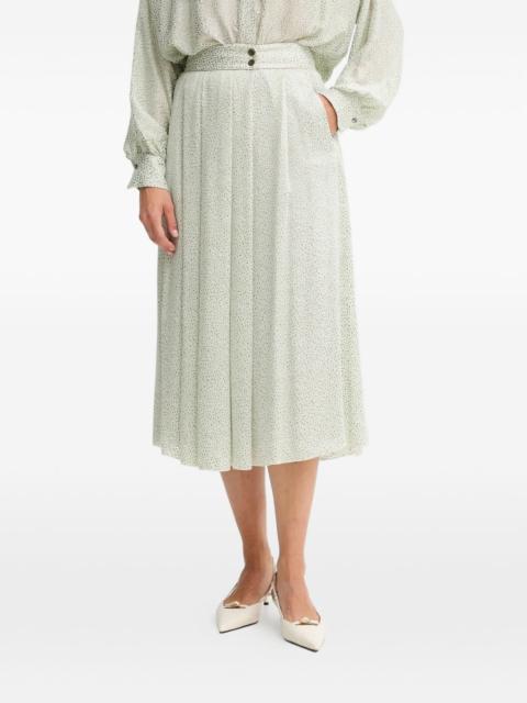 button pleated midi skirt