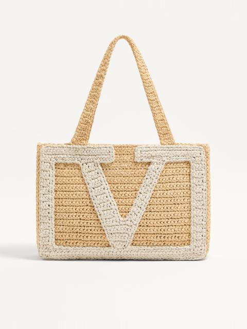 VALENTINO GARAVANI VIVA SUPERSTAR MEDIUM SHOPPING BAG IN RAFFIA