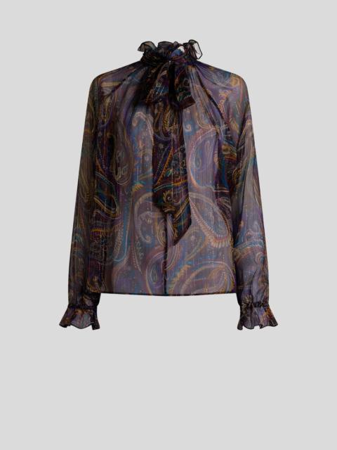 SILK BLOUSE WITH PAISLEY FOLIAGE MOTIF