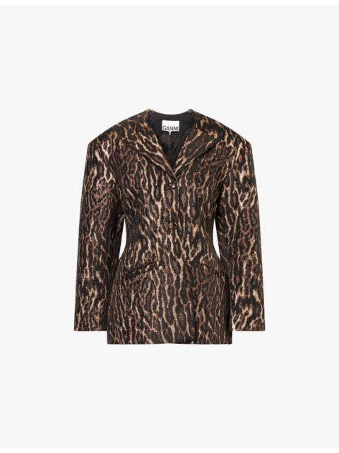 Metallic Cloque Jacquard Blazer