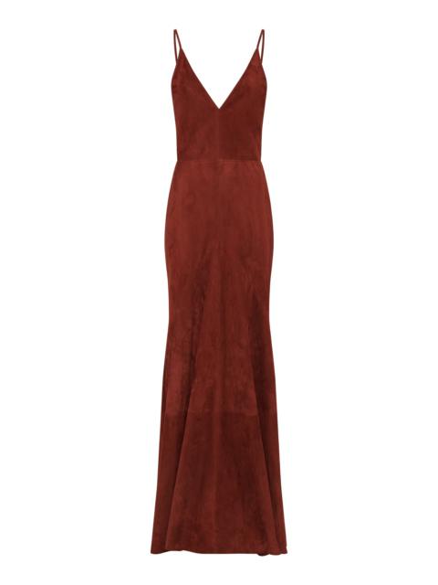 Brigita Slip Dress in Burnt Sienna Suede