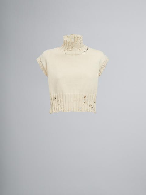 CROPPED WHITE COTTON VEST