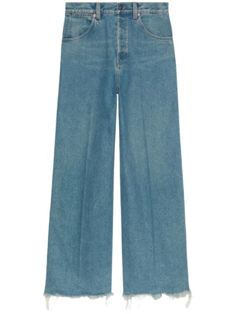 logo-patch cotton wide-leg jeans
