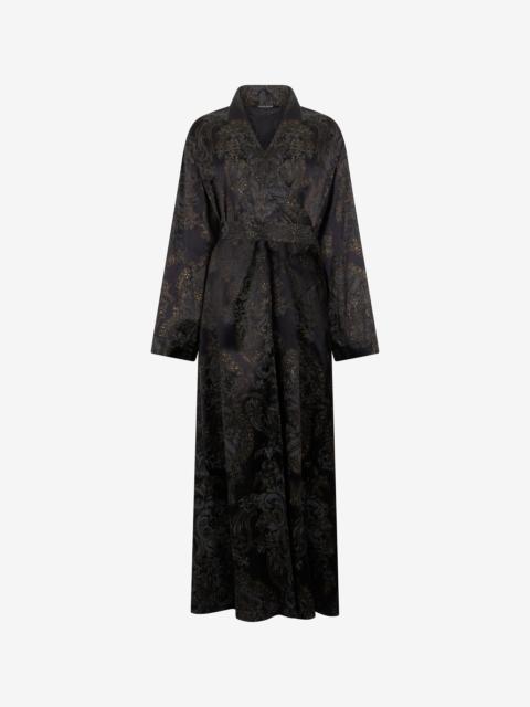 Ornamental Black Silk Kimono Dress