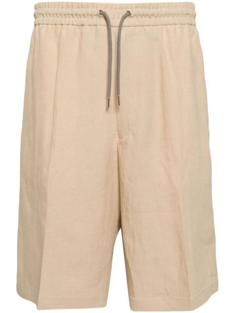 drawstring-waist linen shorts