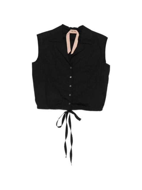 tie-waist sleeveless shirt