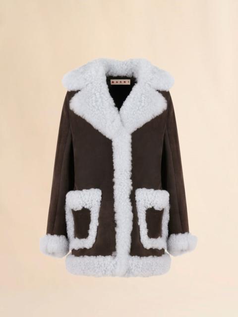 BROWN SHEARLING OVERSIZED JACKET