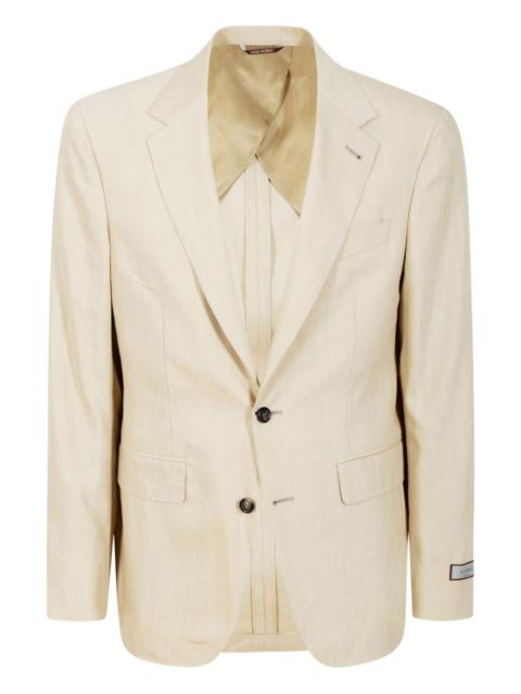 logo-appliqué single-breasted suit