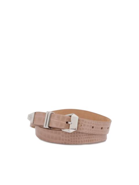 textured leather belt