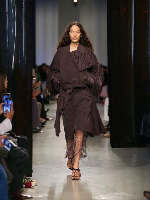 Corduroy Cocoon Fringed Jacket