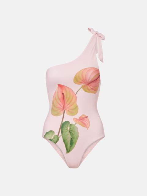 Anturium one-shoulder swimsuit