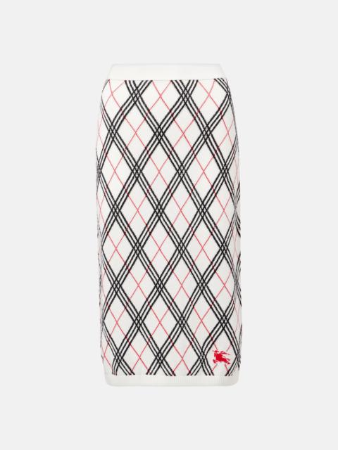 Argyle knitted cotton midi skirt