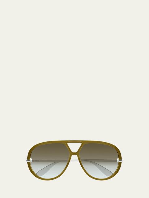 63mm Acetate & metal Aviator Sunglasses