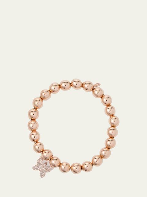 14k Rose Gold Diamond Butterfly Bead Bracelet