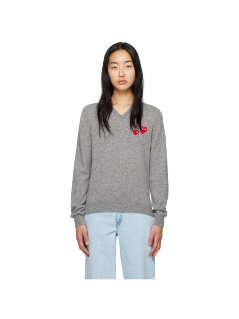 Gray Double Heart Sweater
