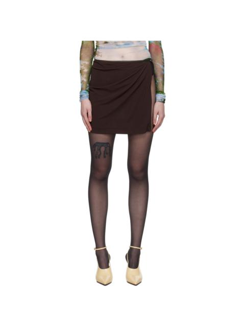 Brown Framed Buckle Miniskirt