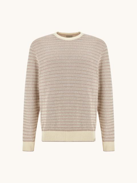 CREW‑NECK SWEATER IN BOUCLÉ COTTON WITH STRIPED PATTERN
